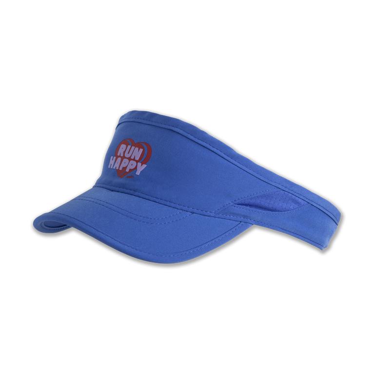 Brooks Men's Chaser With Sweatband Running Visor - Bluetiful/Run Happy Heart (RBUL39785)